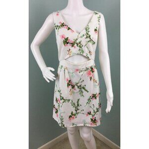 NWT Women's MADE for Impulse Ivory Floral Print Scuba Cutout Dress Sz 12